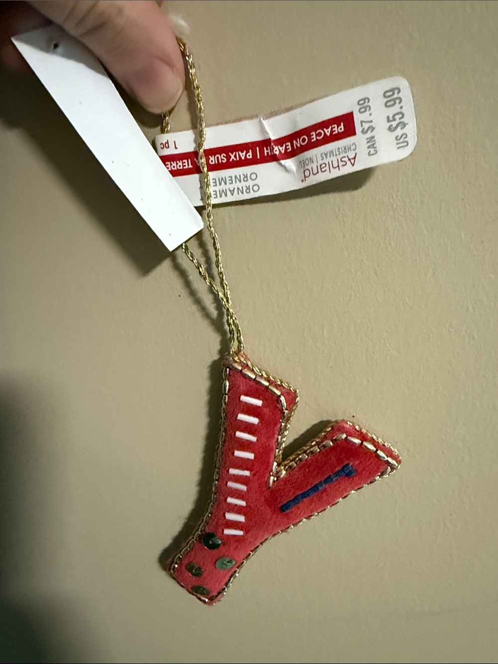 Ashland Red Velvet Holiday Ornament with Gold Trim